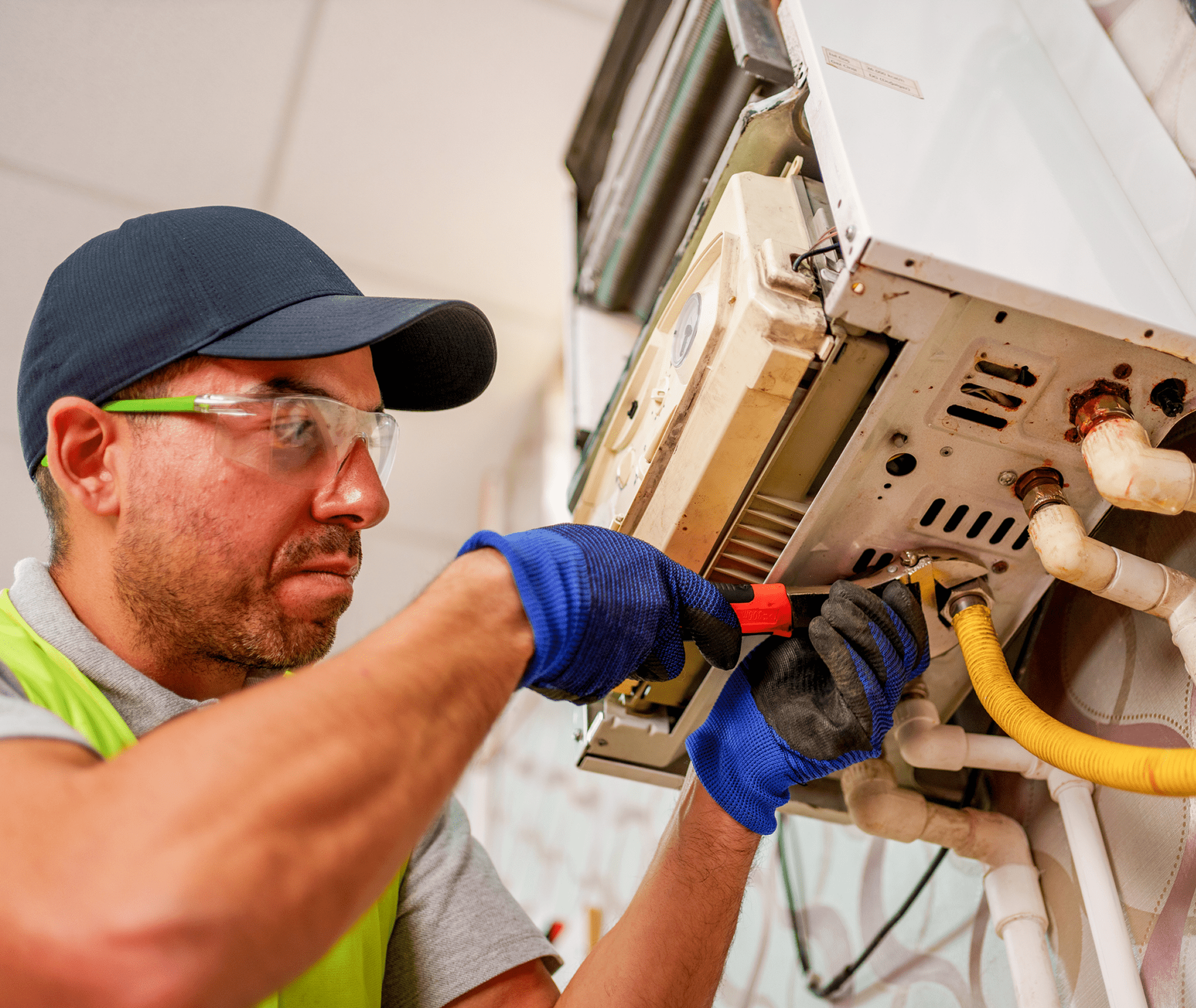 Man fixing HVAC system